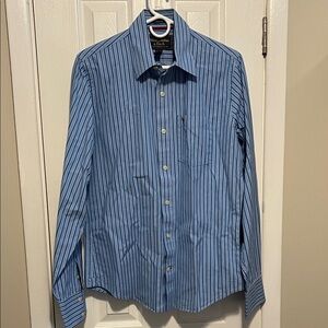 Abercrombie & Fitch Men's Blue Striped Button Down Shirt